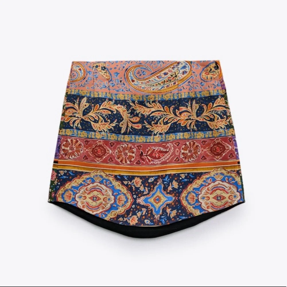 Zara Multicolor Printed Asymmetric High Waisted Mini Skirt Size XS - Picture 11 of 15